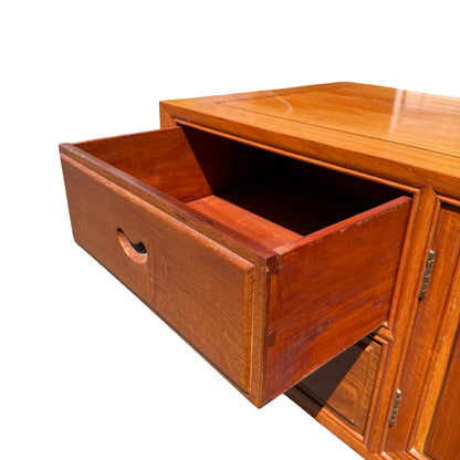 late 20th-century Oriental hardwood media console or low sideboard