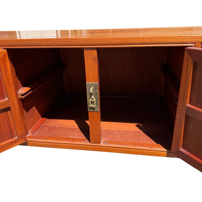 late 20th-century Oriental hardwood media console or low sideboard