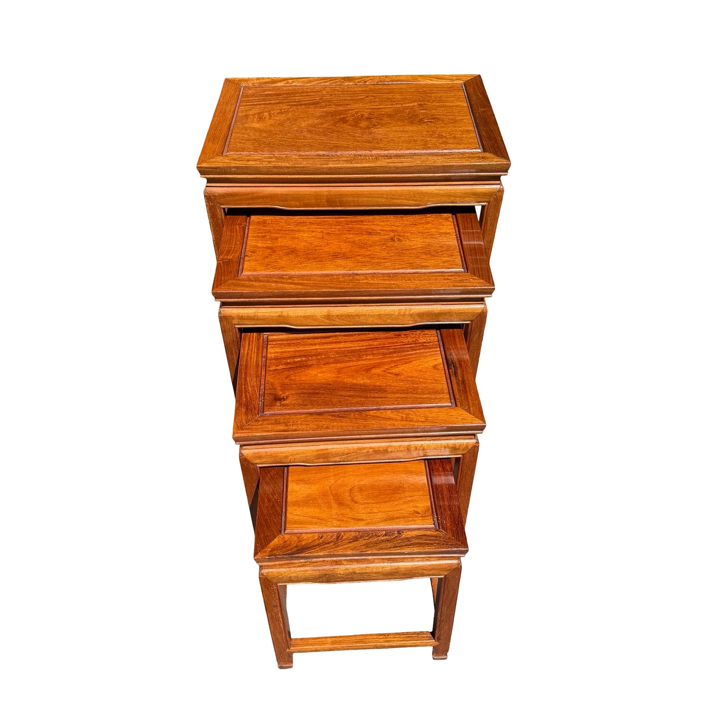 Set of 4 Oriental Hardwood Nesting Tables - Ming Style Nest of Tables