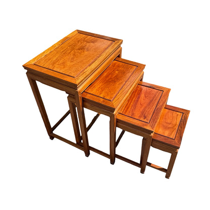 Set of 4 Oriental Hardwood Nesting Tables - Ming Style Nest of Tables