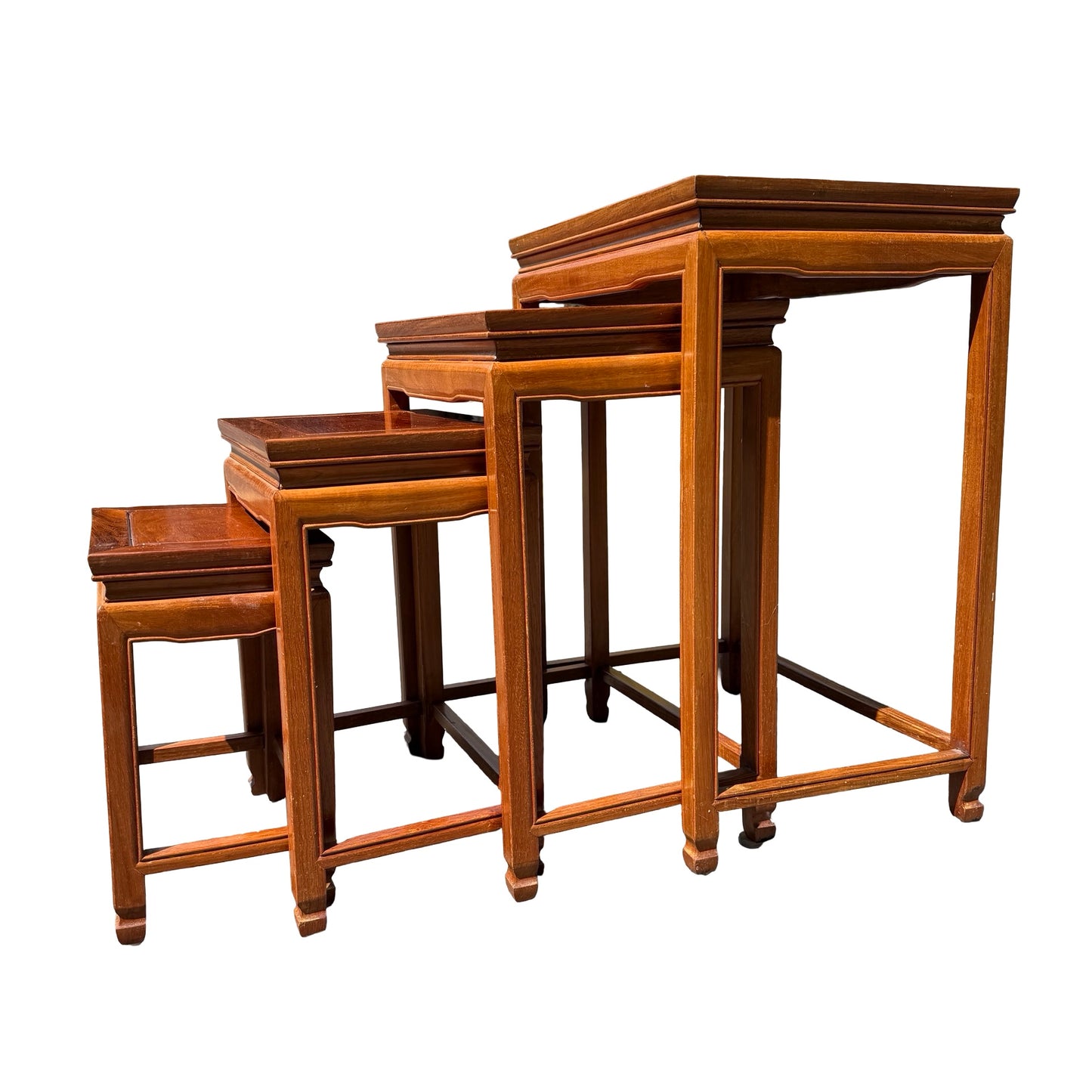 Set of 4 Oriental Hardwood Nesting Tables - Ming Style Nest of Tables