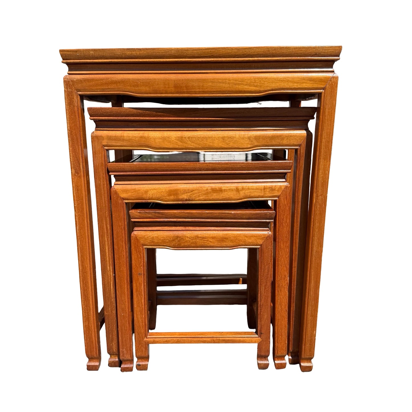 Set of 4 Oriental Hardwood Nesting Tables - Ming Style Nest of Tables