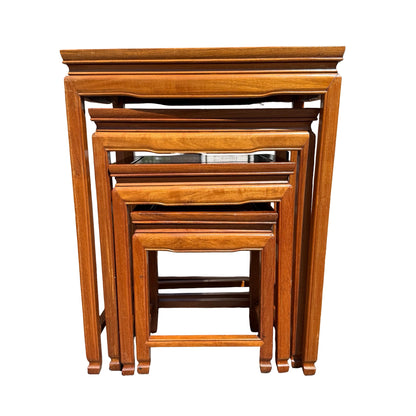 Set of 4 Oriental Hardwood Nesting Tables - Ming Style Nest of Tables
