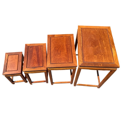 Set of 4 Oriental Hardwood Nesting Tables - Ming Style Nest of Tables