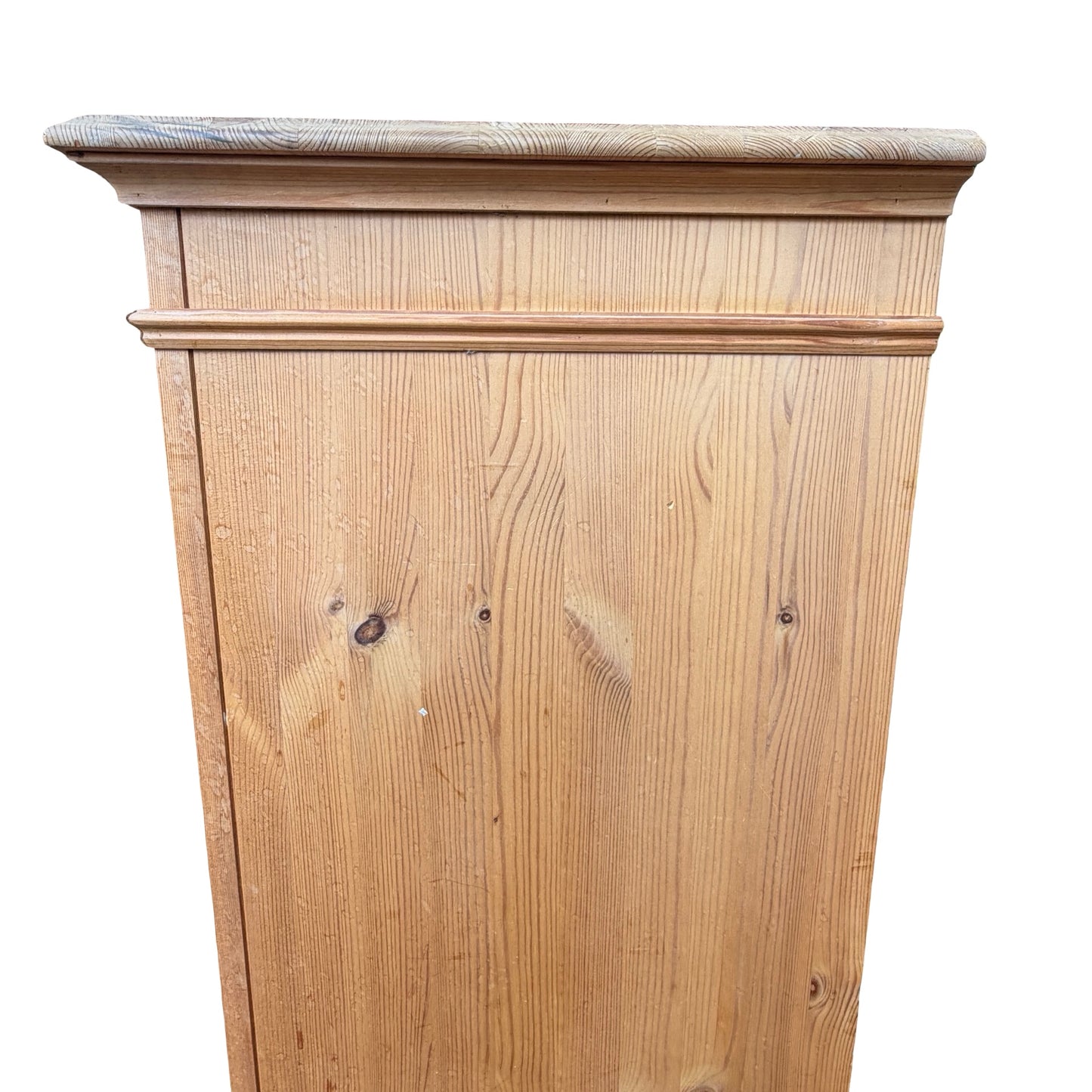 Vintage Glazed Pine Display Cabinet - Small Bookcase Media Cupboard