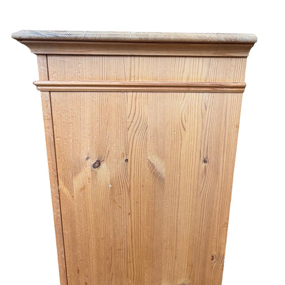 Vintage Glazed Pine Display Cabinet - Small Bookcase Media Cupboard