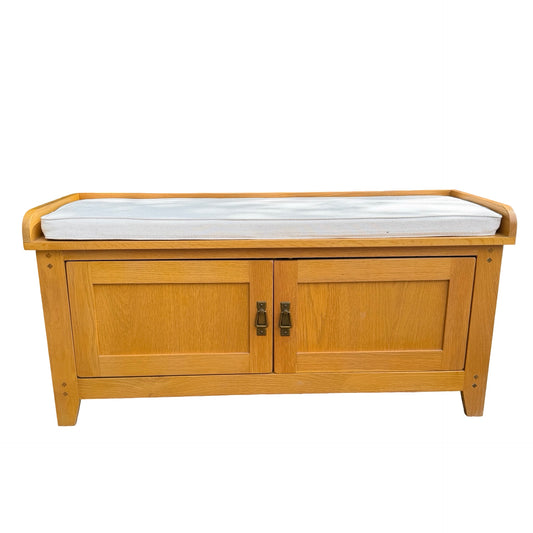 Cotswold Co. Solid Oak Hallway Shoe Bench - Storage Cabinet 120cm