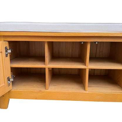 Cotswold Co. Solid Oak Hallway Shoe Bench - Storage Cabinet 120cm