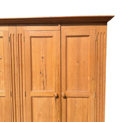 Large Quadruple Solid Pine Wardrobe - 4 Door 6 Drawer Farmhouse Armoire