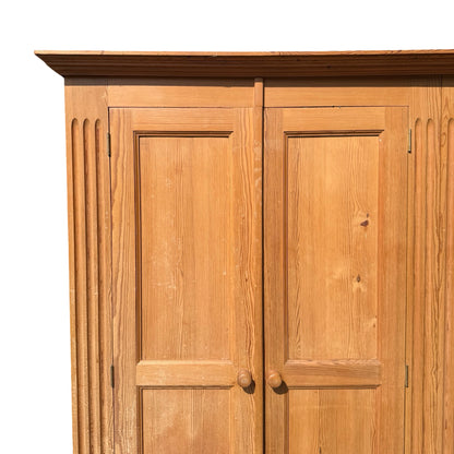 Large Quadruple Solid Pine Wardrobe - 4 Door 6 Drawer Farmhouse Armoire