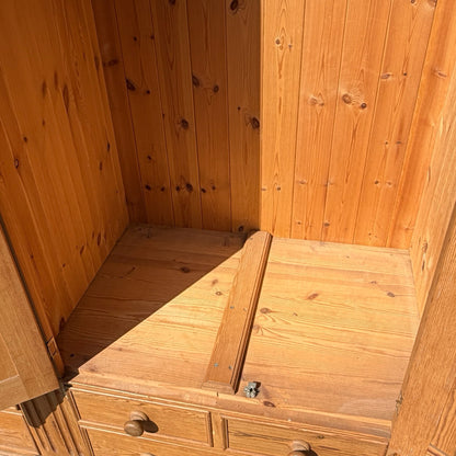 Large Quadruple Solid Pine Wardrobe - 4 Door 6 Drawer Farmhouse Armoire
