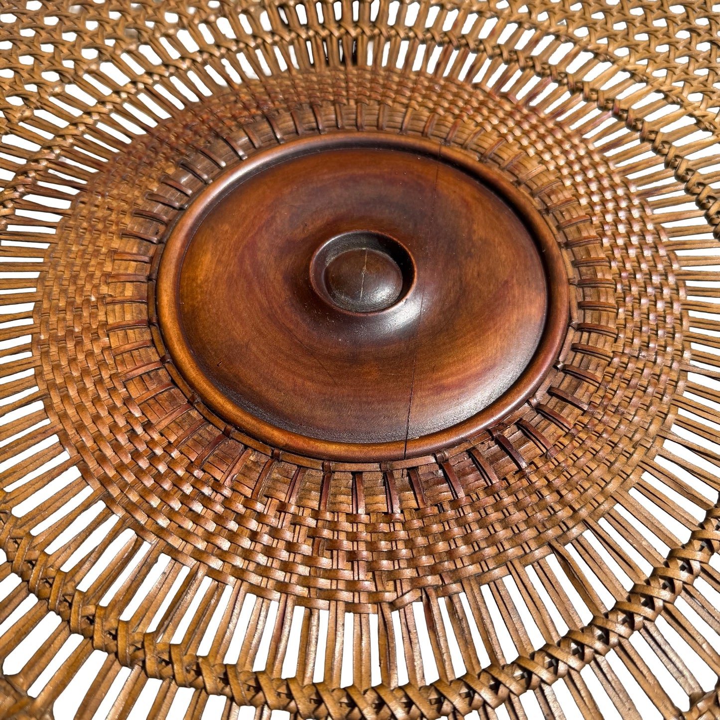 Vintage Queen Anne Style Rattan Coffee Table With Glass Top 77cm