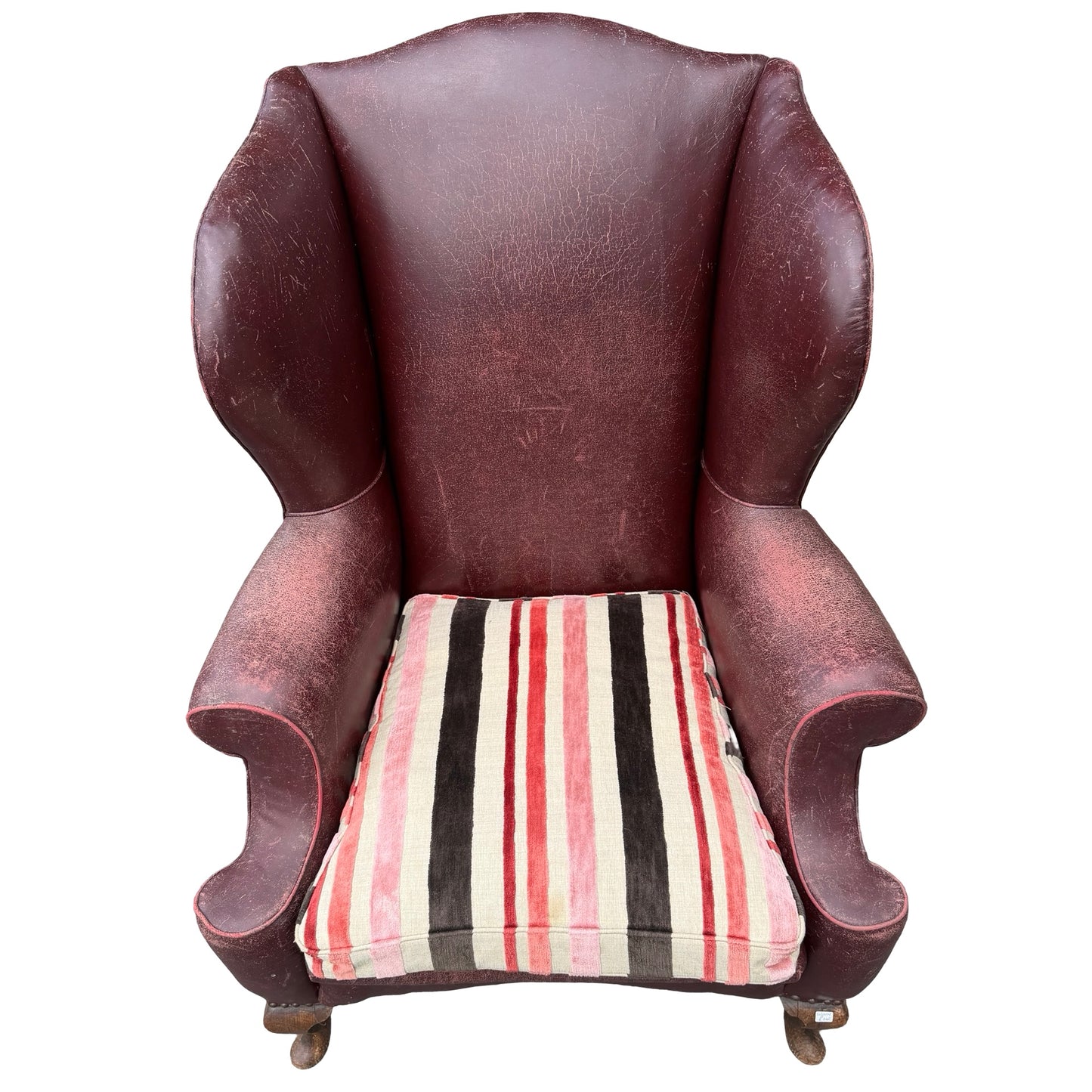 Vintage Oxblood Leather Wingback Armchair - Retro Club Chair