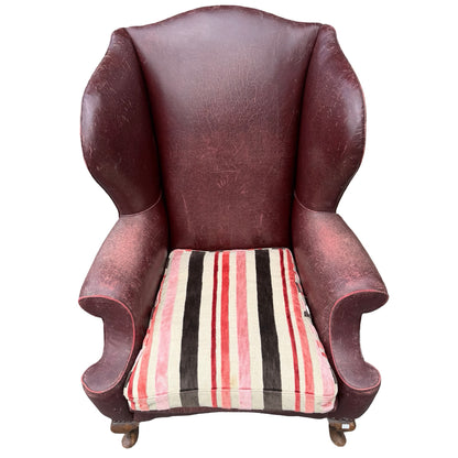 Vintage Oxblood Leather Wingback Armchair - Retro Club Chair