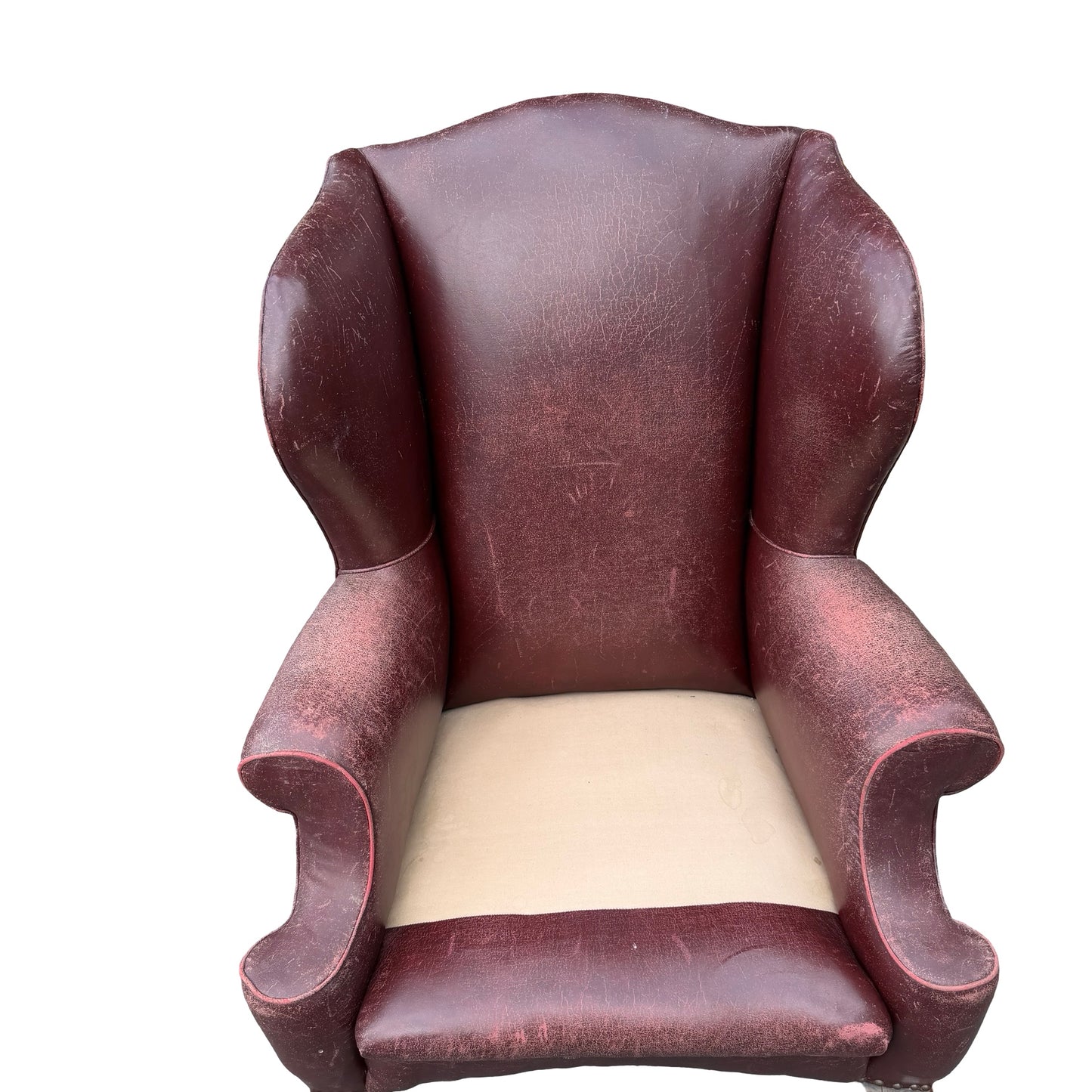Vintage Oxblood Leather Wingback Armchair - Retro Club Chair