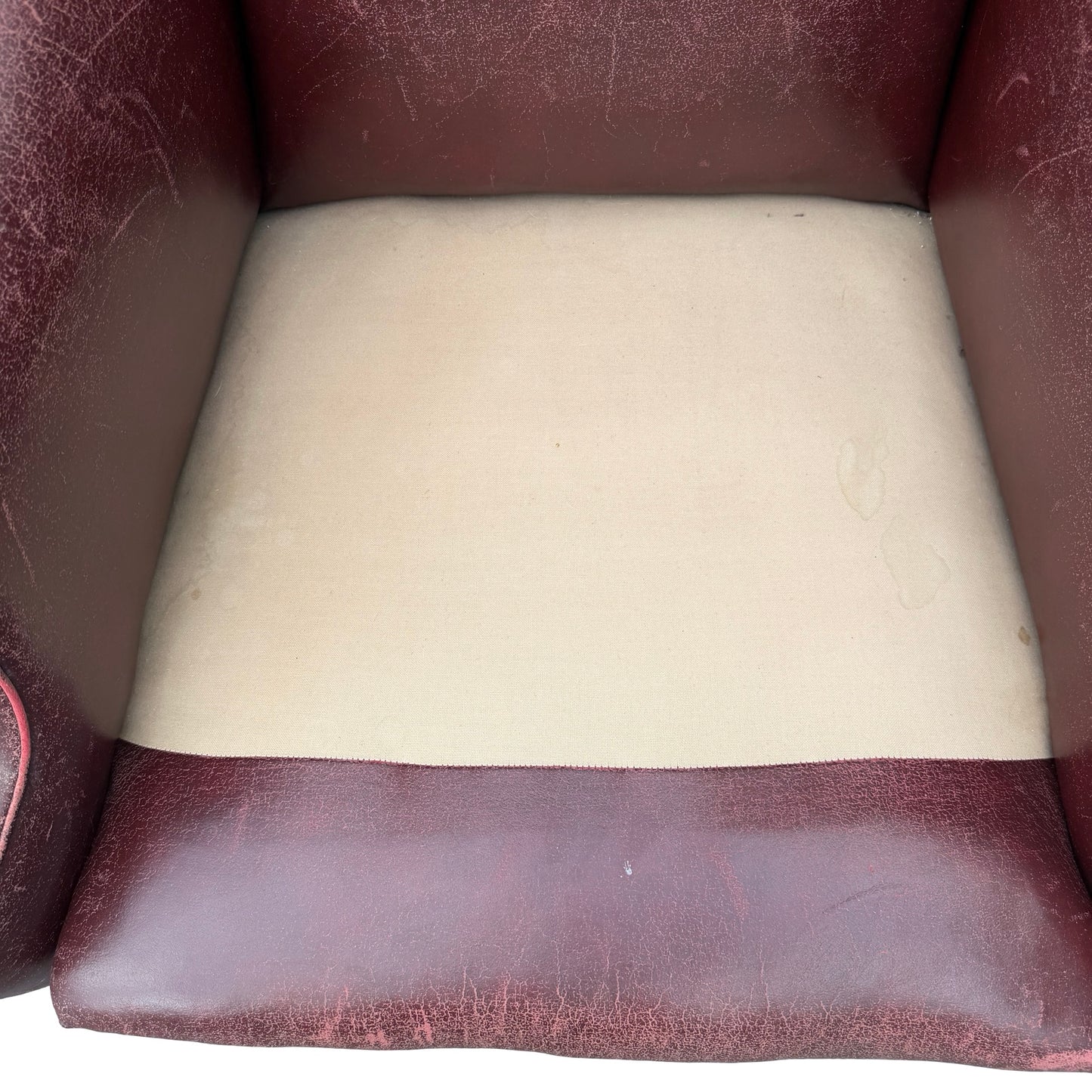 Vintage Oxblood Leather Wingback Armchair - Retro Club Chair