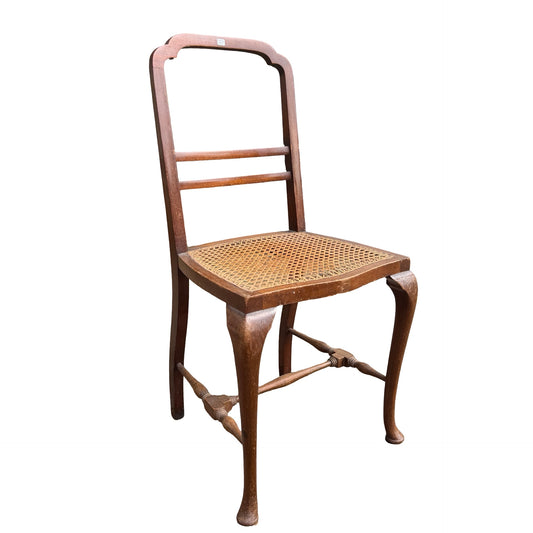 Antique Victorian Walnut Side Chair - Queen Anne Style Cane Seat