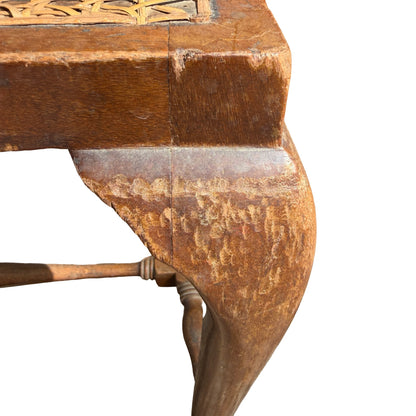 Antique Victorian Walnut Side Chair - Queen Anne Style Cane Seat
