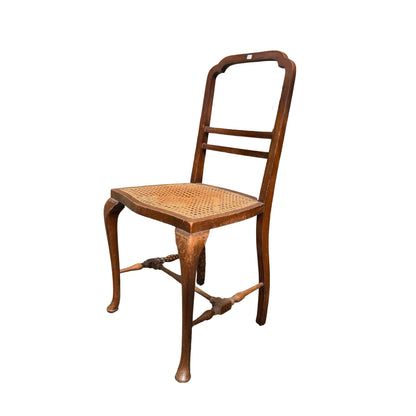 Antique Victorian Walnut Side Chair - Queen Anne Style Cane Seat