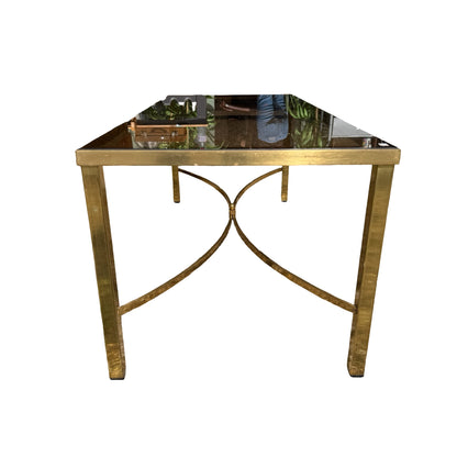 1970s Hollywood Regency Brass & Smoked Glass Coffee Table 107cm