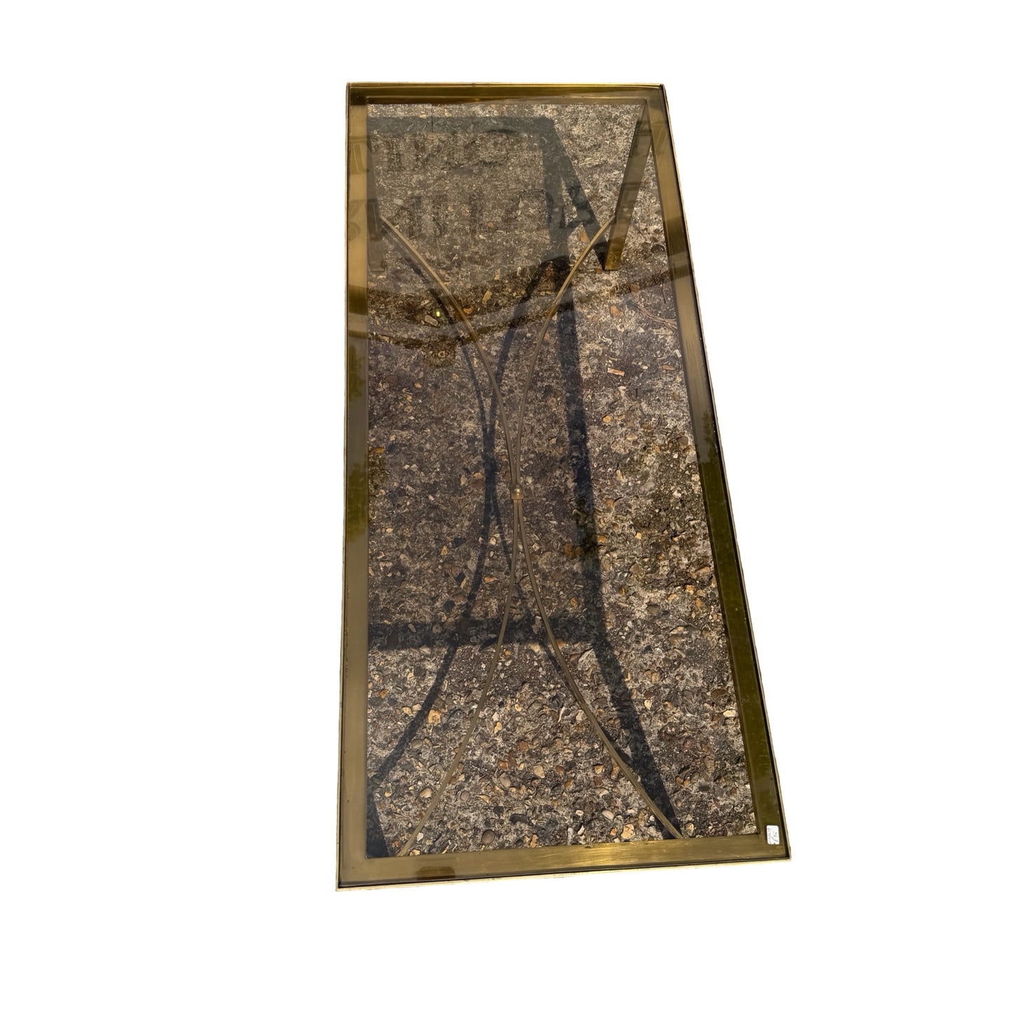 1970s Hollywood Regency Brass & Smoked Glass Coffee Table 107cm