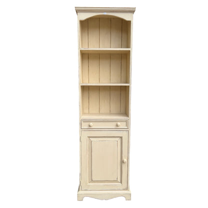 Slim Distressed Painted Pine Bookcase - Country Dresser Cabinet 181cm
