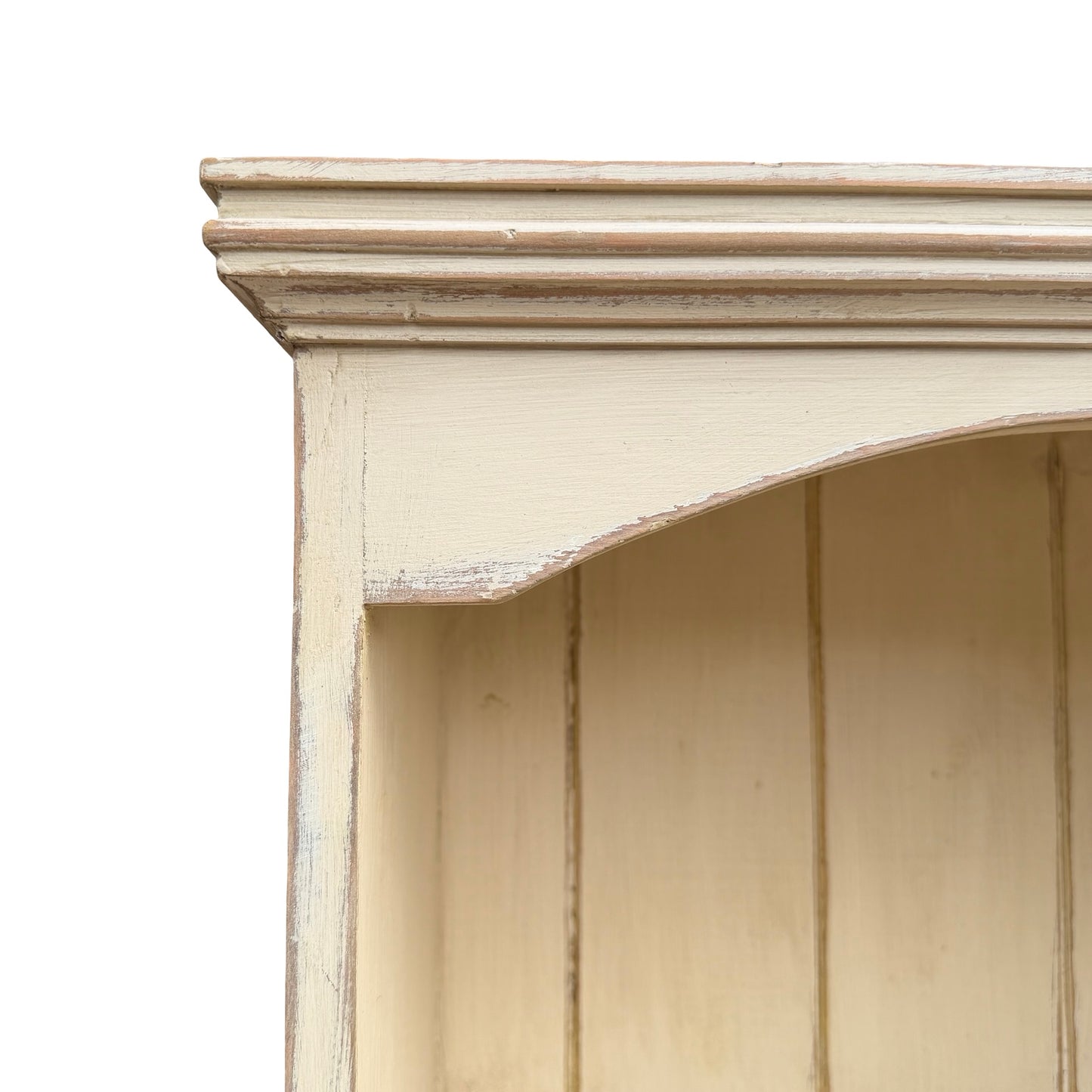 Slim Distressed Painted Pine Bookcase - Country Dresser Cabinet 181cm