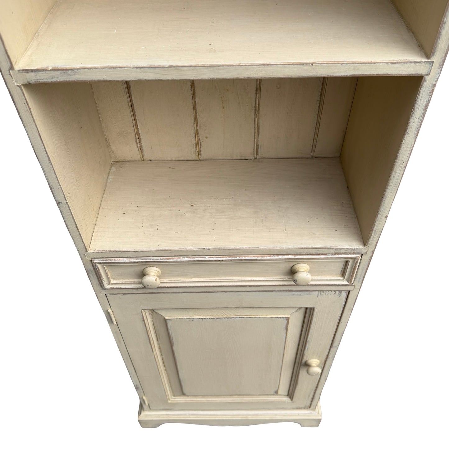 Slim Distressed Painted Pine Bookcase - Country Dresser Cabinet 181cm