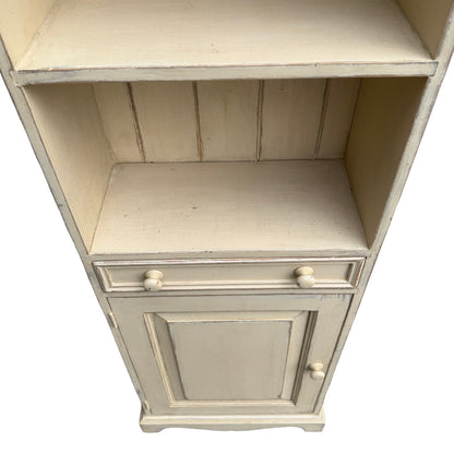 Slim Distressed Painted Pine Bookcase - Country Dresser Cabinet 181cm