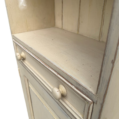 Slim Distressed Painted Pine Bookcase - Country Dresser Cabinet 181cm