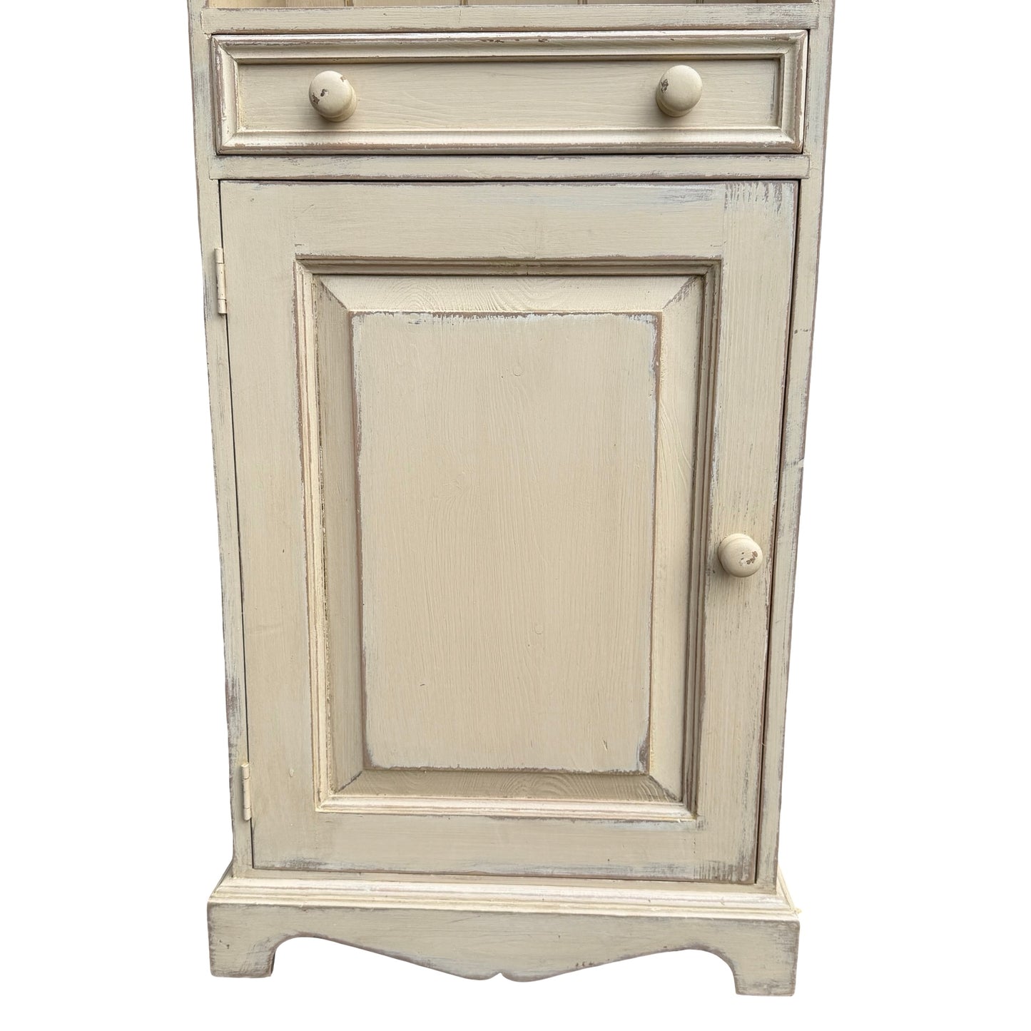 Slim Distressed Painted Pine Bookcase - Country Dresser Cabinet 181cm