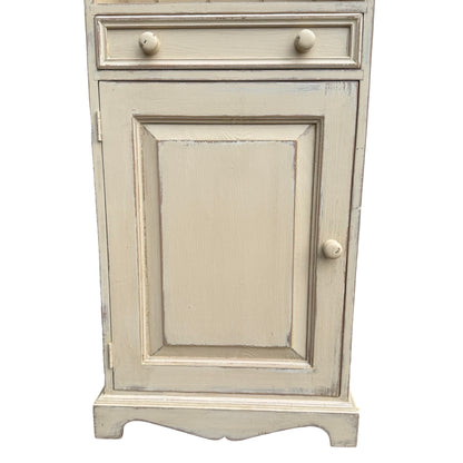 Slim Distressed Painted Pine Bookcase - Country Dresser Cabinet 181cm