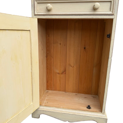Slim Distressed Painted Pine Bookcase - Country Dresser Cabinet 181cm