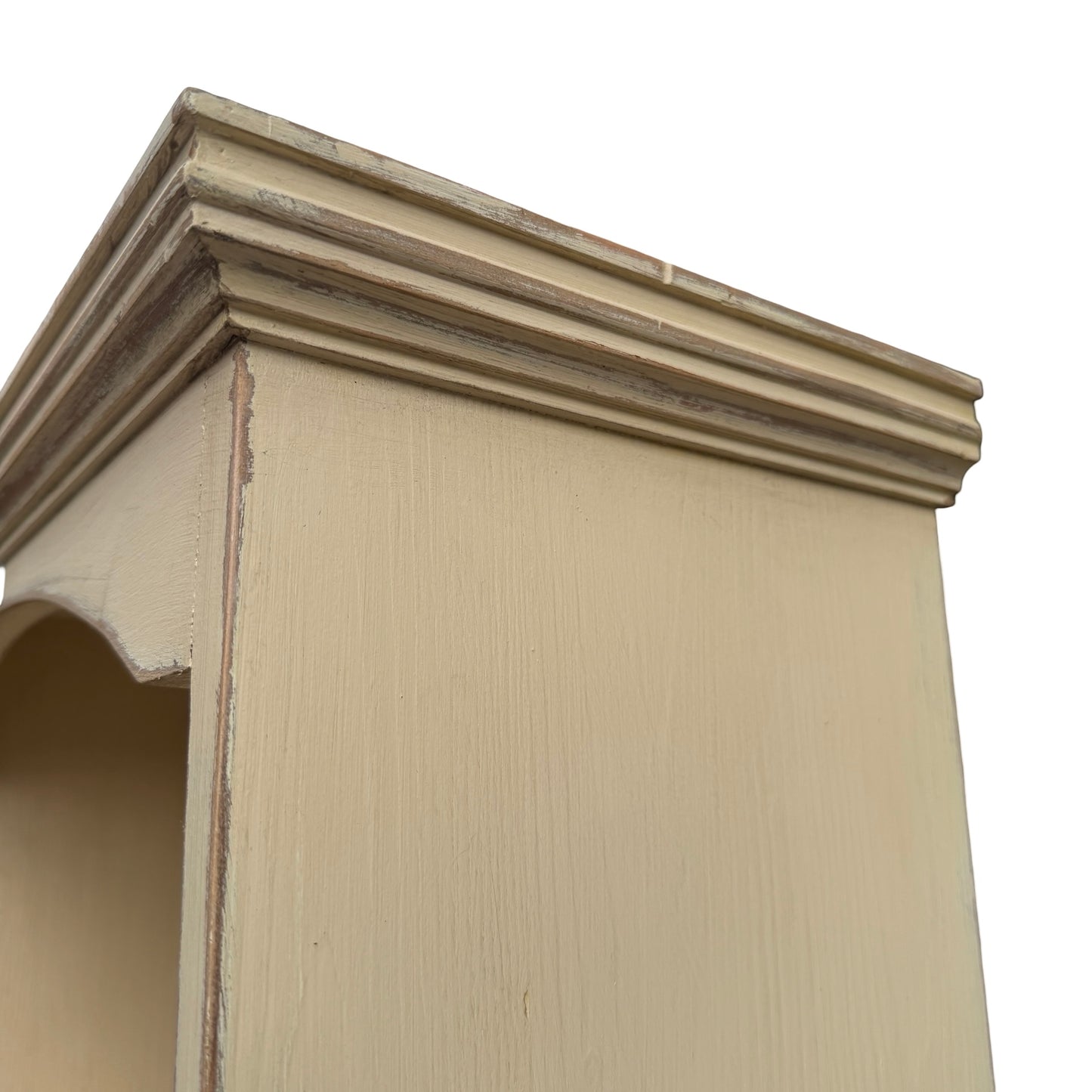Slim Distressed Painted Pine Bookcase - Country Dresser Cabinet 181cm