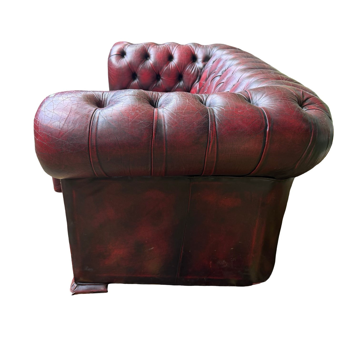 Vintage Oxblood Leather 2 Seater Chesterfield Style Button Backed Sofa