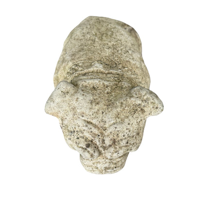 Vintage Weathered Reconstituted Stone Bulldog Garden Statue 39cm