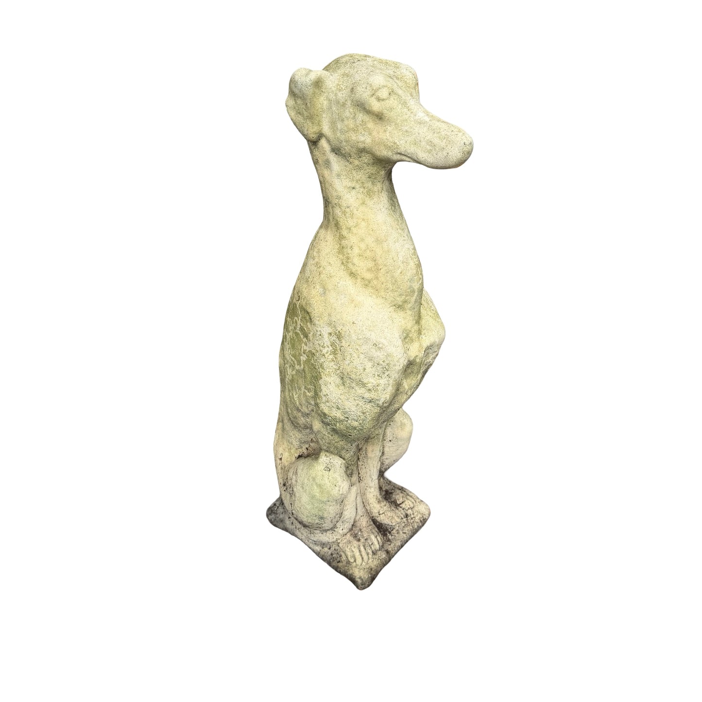 Vintage Weathered Stone Greyhound Statue - Whippet Garden Ornament