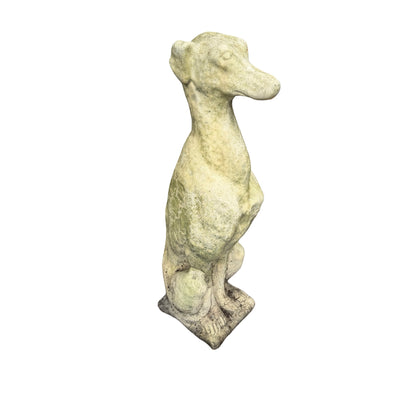 Vintage Weathered Stone Greyhound Statue - Whippet Garden Ornament