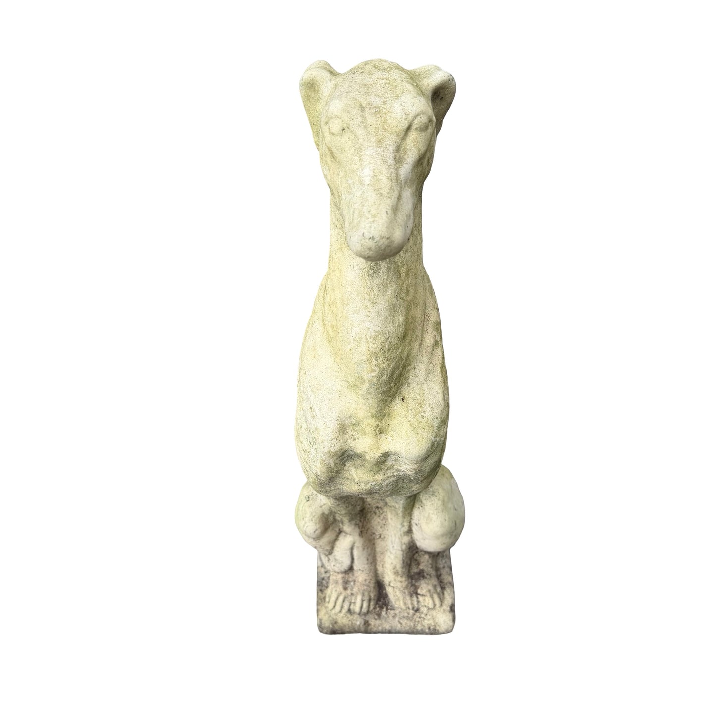 Vintage Weathered Stone Greyhound Statue - Whippet Garden Ornament