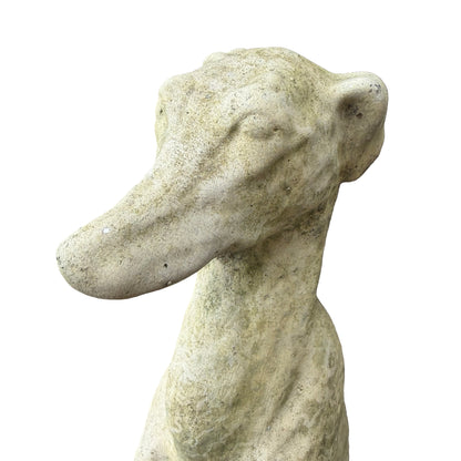 Vintage Weathered Stone Greyhound Statue - Whippet Garden Ornament