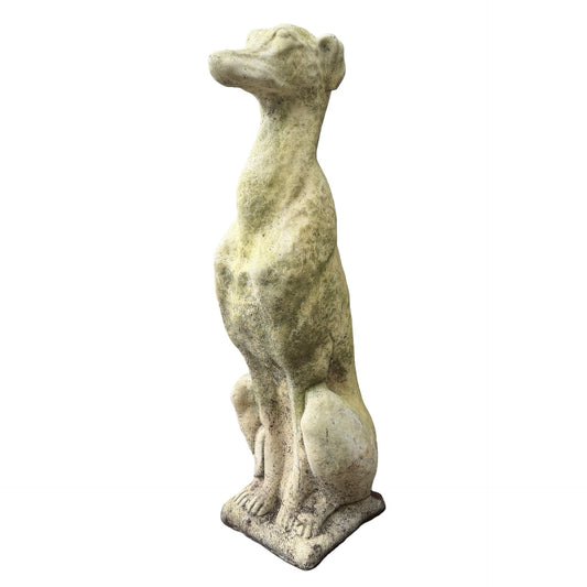 Vintage Weathered Stone Greyhound Statue - Whippet Garden Ornament