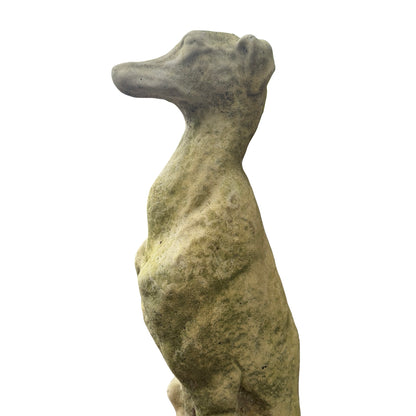 Vintage Weathered Stone Greyhound Statue - Whippet Garden Ornament