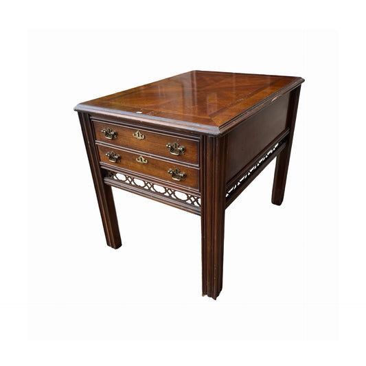 Lane Furniture Oak Chippendale Style Side Table - Single Drawer 69cm