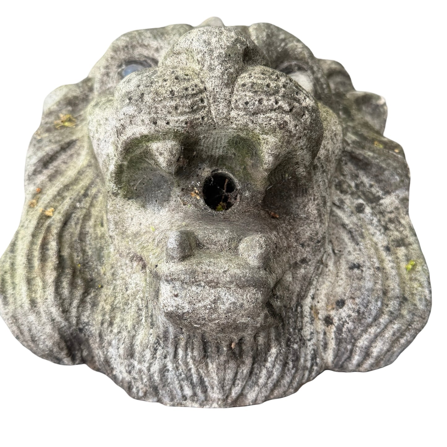 Pair of Vintage Weathered Stone Lion Head Wall Plaques - 33cm