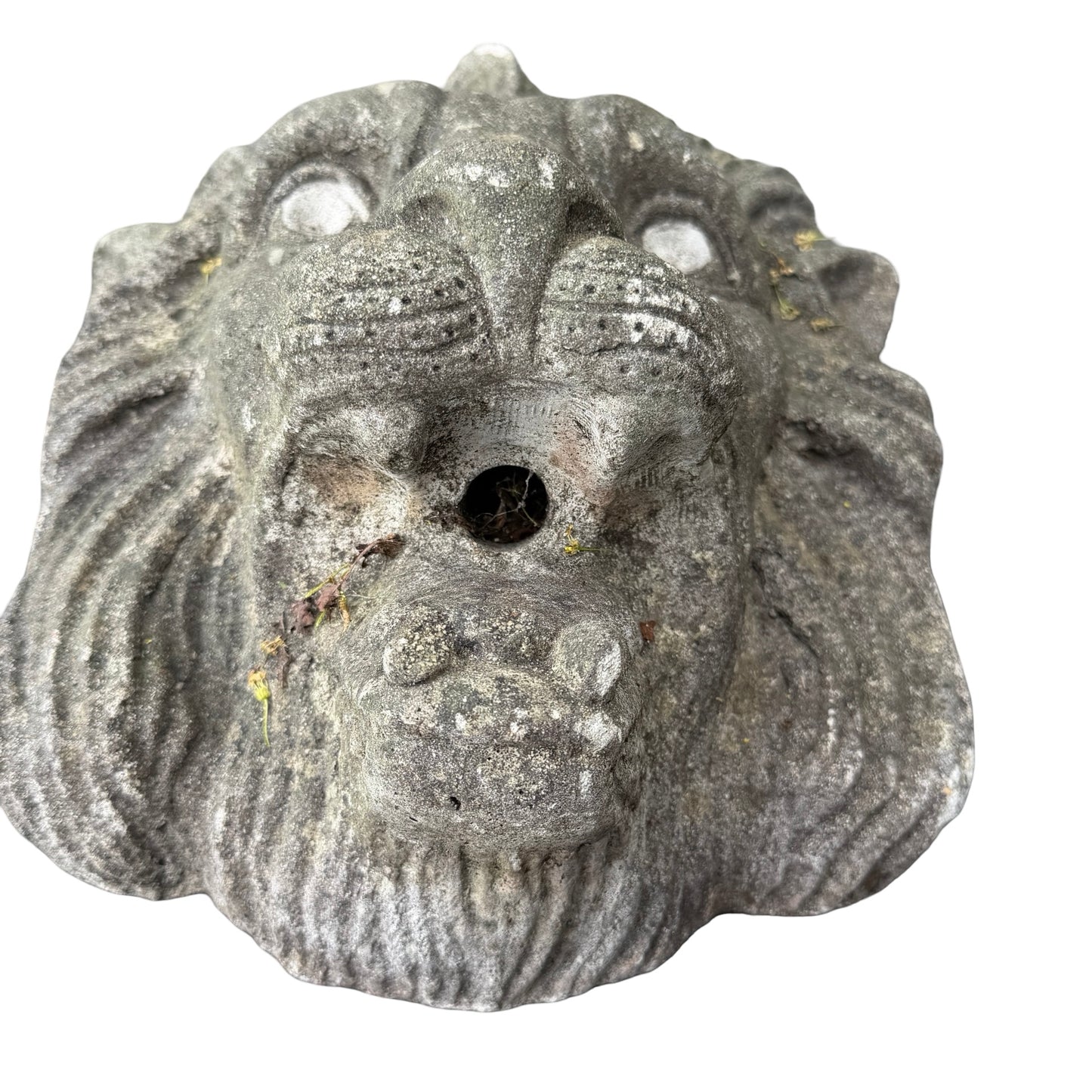 Pair of Vintage Weathered Stone Lion Head Wall Plaques - 33cm