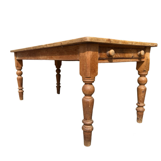 Vintage Farmhouse Pine Dining Table - Single End Drawer 183cm