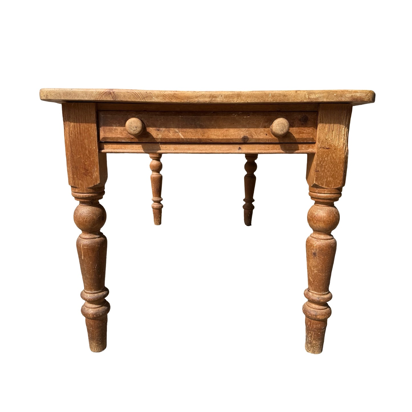 Vintage Farmhouse Pine Dining Table - Single End Drawer 183cm