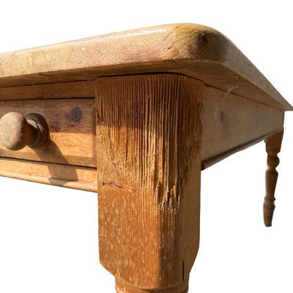 Vintage Farmhouse Pine Dining Table - Single End Drawer 183cm