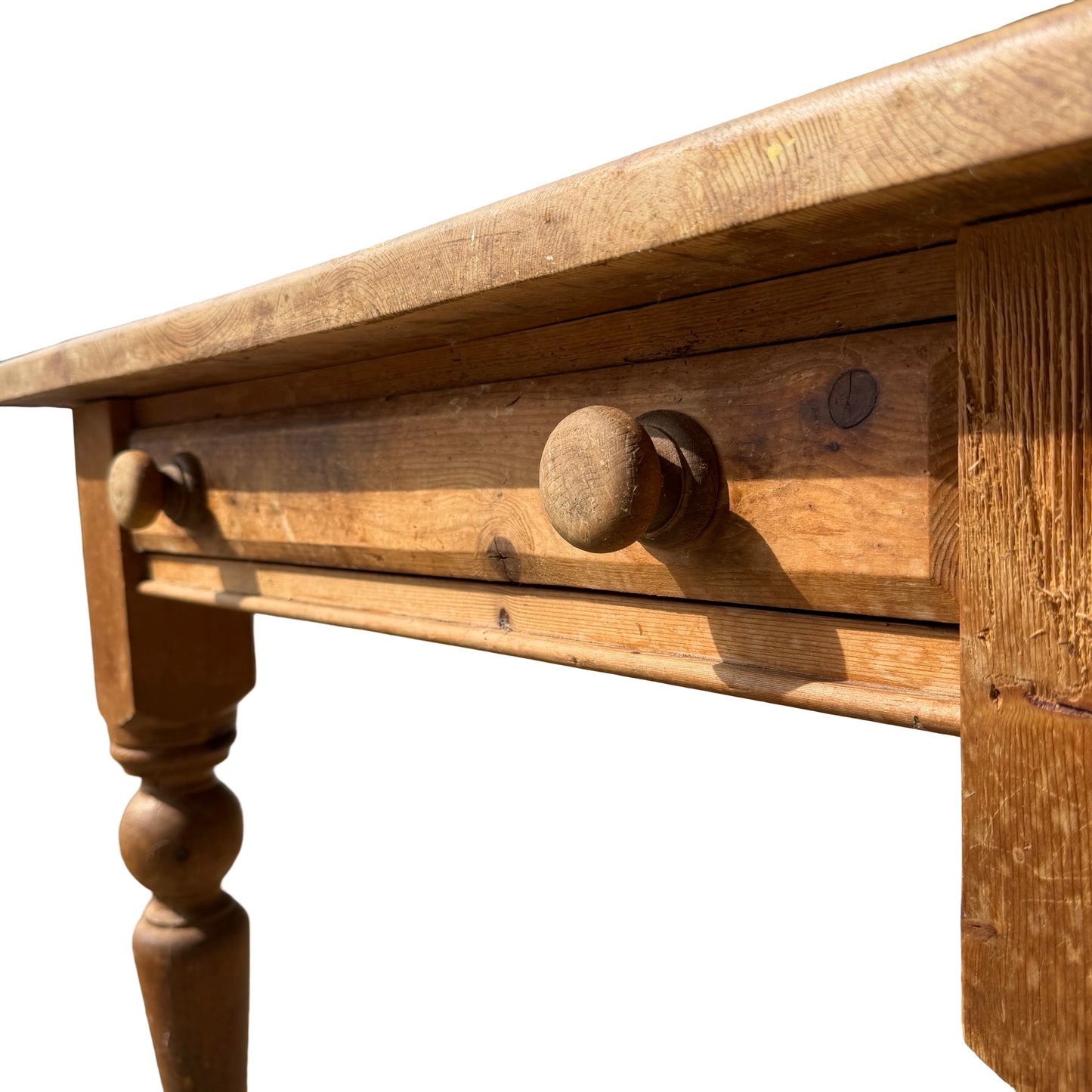 Vintage Farmhouse Pine Dining Table - Single End Drawer 183cm