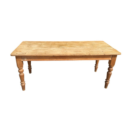 Vintage Farmhouse Pine Dining Table - Single End Drawer 183cm